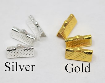 1046con25s1 Ribbon End Crimps 30ct Silver Jewelry Connectors 25mm x 8mm x 5mm