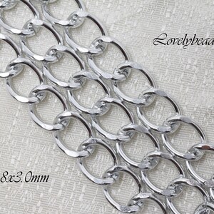 22.8x18x3.0mm Aluminum Silver Smooth Cable Chain by the Foot (A1038)