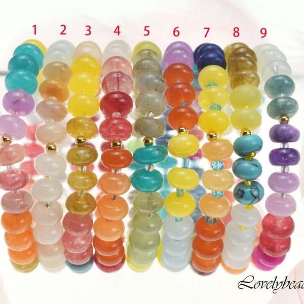 8x6mm Rondelle Gemstone Stretchy Bracelet (7.5 Inches)