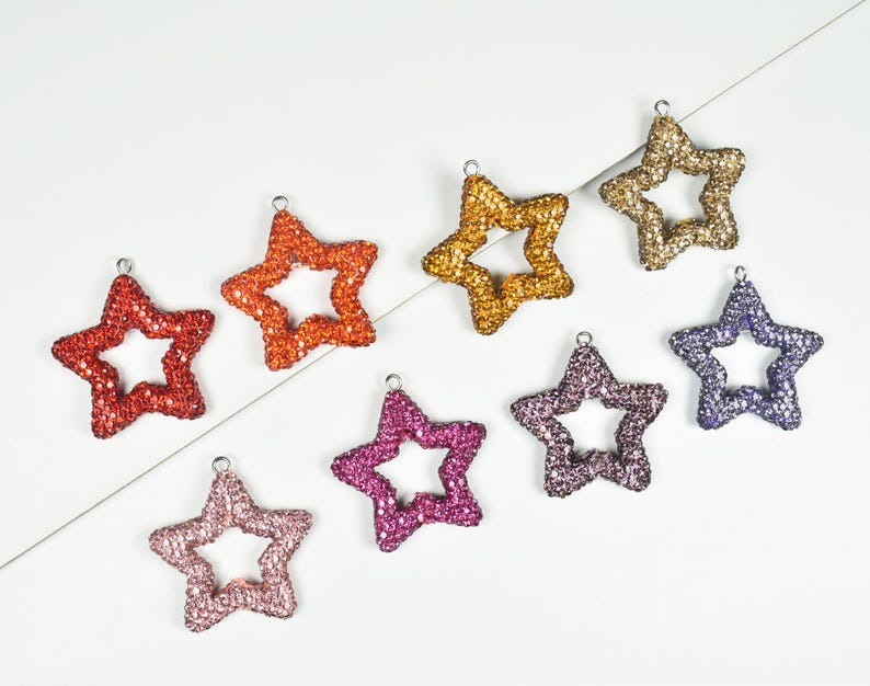 Star Rinstones 35mm Pave Crystal Rhinestones Star Pendant - Etsy