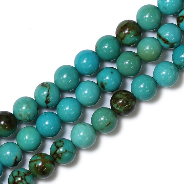 High Quality Round Turquoise in 6mm, 8mm, 10mm, and 12mm Bead Strand