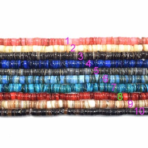 6mm Shell Heishi Gemstone Bead Strand, Disc Gemstone Bead Strand(16 inches long)