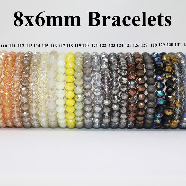 Handmade Stretchy 8x6mm Crystal Bracelets (7.5 inches)