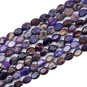 Purple Sea Sediment Jasper Oval Bead Strand (16 Inches Long)