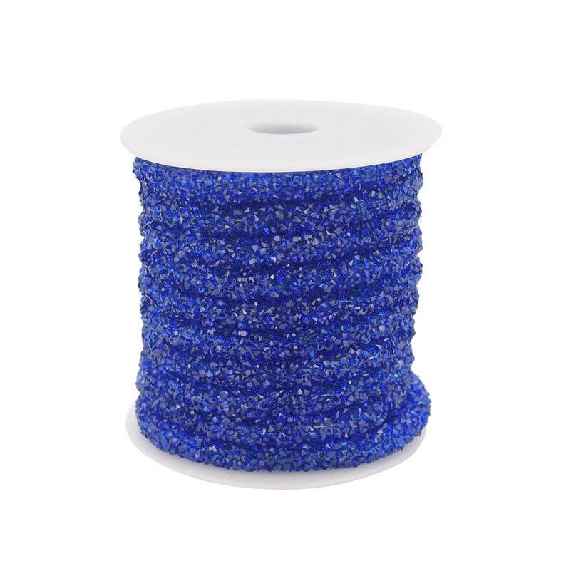 6mm Wide 4mm Hole Lovely Bead Blue Stardust Crystal Cord 5 meters Per Roll