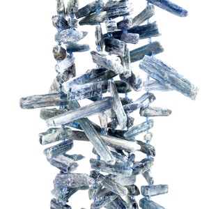 Natural Blue kyanite  Graduated  stick top drilled gemstone size 6x22mm-12x60mm, about 15.5 inches long