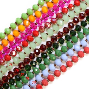 8x6mm Handmade Long Knotted Crystal Necklaces 36 inches Long 2 image 1