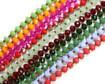 8x6mm Handmade Long Knotted Crystal Necklaces 36 inches Long (2)