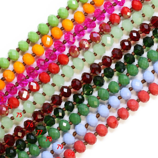 8x6mm Handmade Long Knotted Crystal Necklaces 36 inches Long (2)