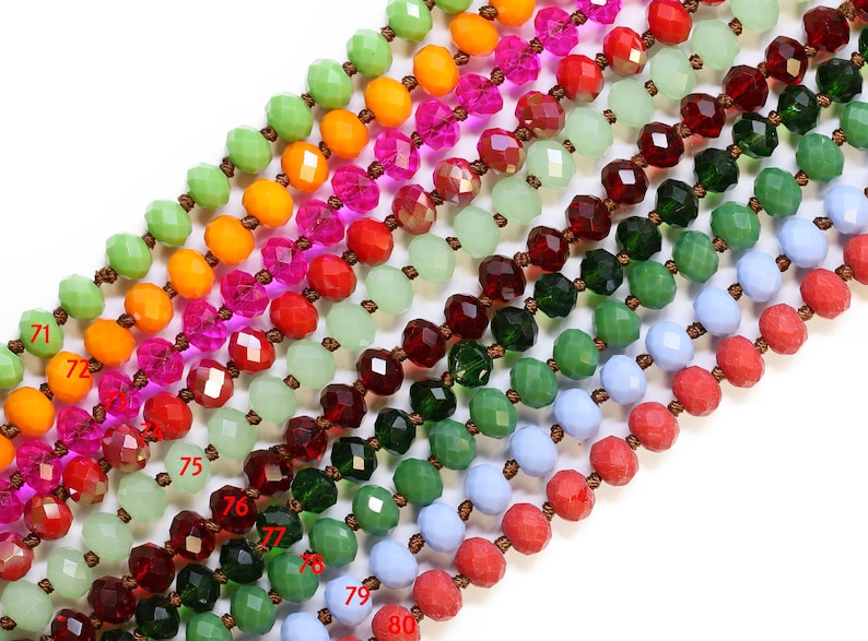 8x6mm Handmade Long Knotted Crystal Necklaces 36 inches Long 2 image 1