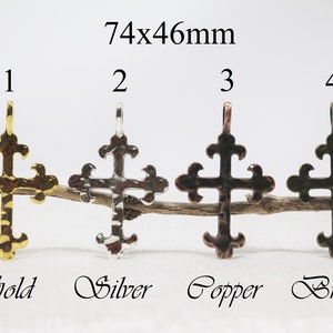 74x46mm Hammered Fleur de Lis  Lead Free Pewter Cross Pendant (F39294)