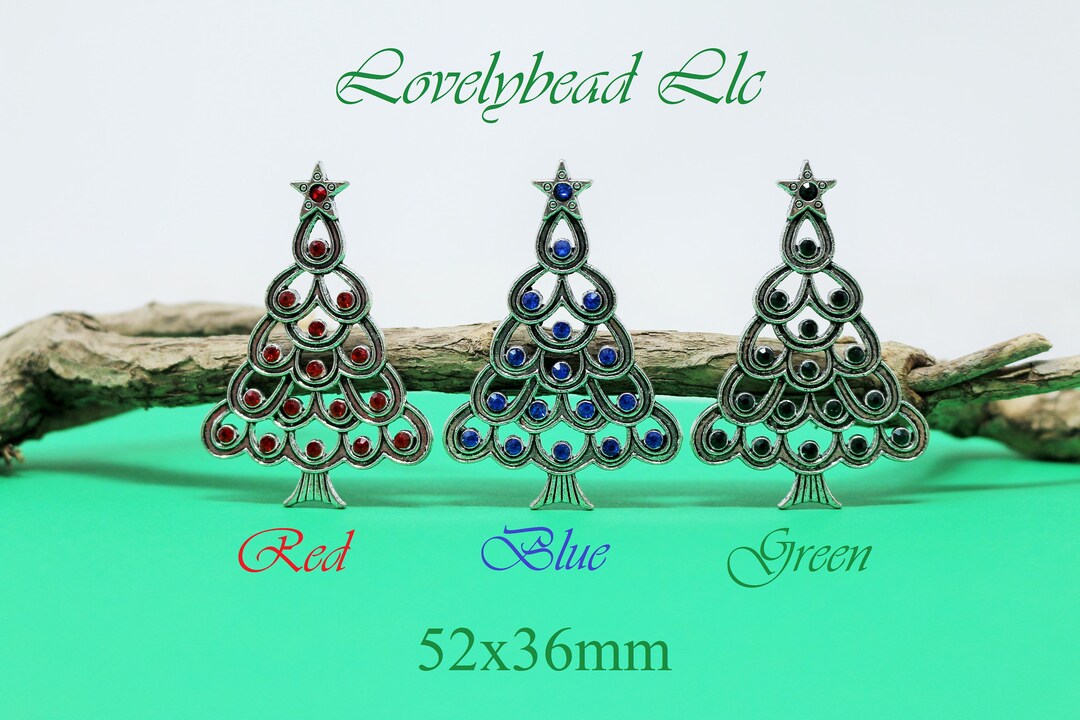 52x36mm Rhinestone Christmas Pine Tree Pendant Lead Free Etsy