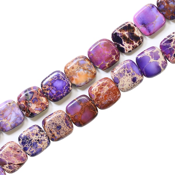 Paarse zeesediment Jasper Square Bead Strand (16 inch lang)