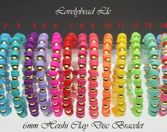 6mm Heishi Clay Disc with Gold Spacer Bracelets