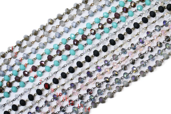 8 x 6 mm ワイヤード クリスタル ネックレス 36 フィート長 - Etsy 日本