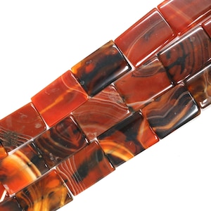 32x24mm Rectangular Botswana Agate Gemstone Bead Strand (11 Beads in the Strand)