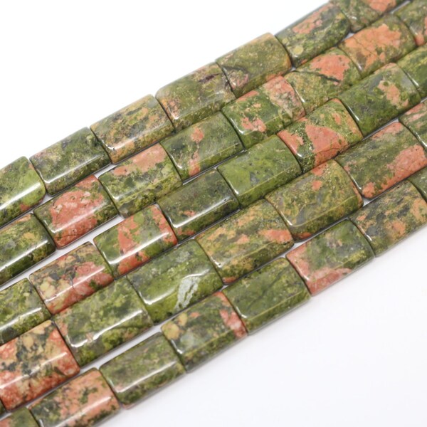 Unakite Jasper Rectangular Shape bead stand 16 inches long