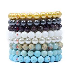 Lovely Bead Natural Genuine Gemstones Handmade 8mm Round Stretchy Bracelets (7.5 Inches)