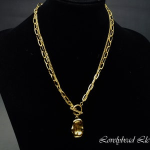 Stainless Steel Gold Paper Clip with Small Cable Chain Necklace