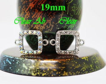 19mm Square Rhinestone Link Connector