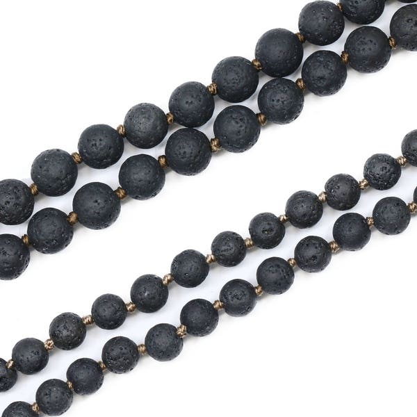 Lovelybead Handmade Double Knotted Lava Rock Long Necklaces / Pre-knotted Necklace- Assorted Gemstones (36 inche and 52 inches long)