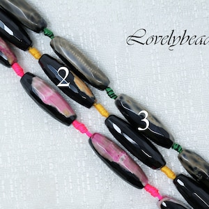 12x40mm Faceted Barrel Agate Bead Strand (9 beads in the strand)