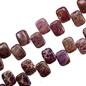 Brown/Purple Sea Sediment Jasper 25x34mm Top Drilled Rectangle Bead Strand (16 Inches Long)