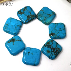 35mm Blue Turquoise Drilled Top to Bottom Rhombus Pendant