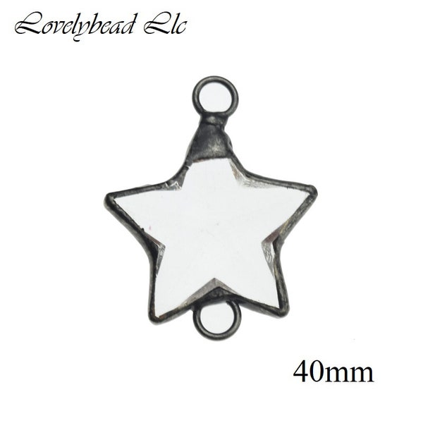 40mm Clear Crystal Star Wrapped in Antique Silver Connector