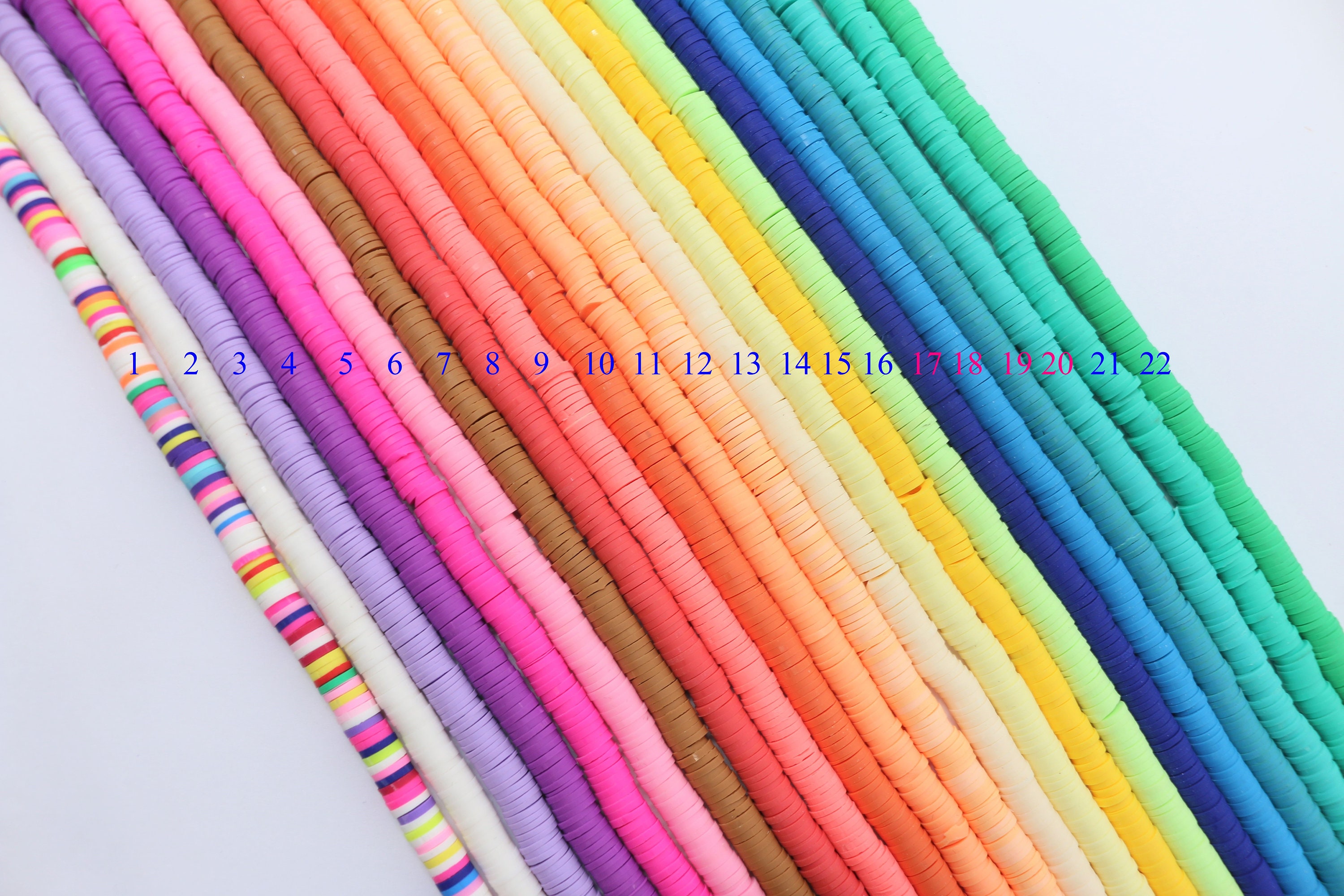 2str 6mm BEAUTIFUL Soft AFRICAN Colored VINYL Heishi Beads Clay Disc - 16 inch strand- 2 Strands Per Order- Assorted Colors