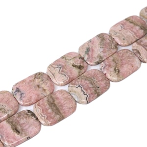 24x34mm Natural Rhodochrosite Rechteck Form Center Drilled Gemstone Bead Strand (15 Zoll Long)