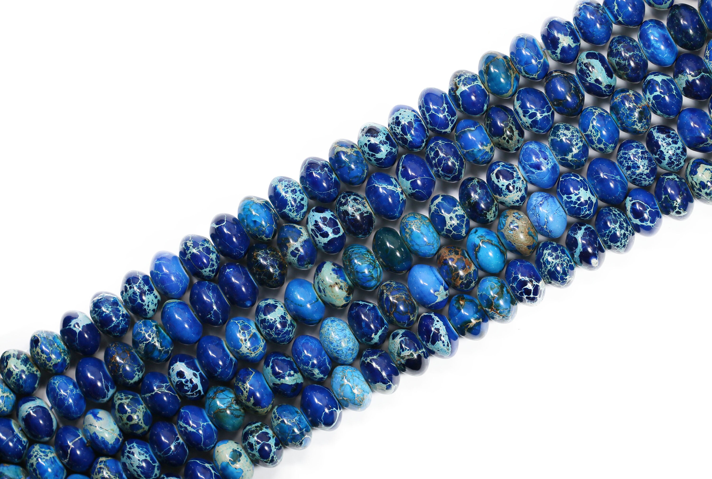 Lovely Bead Dark Blue 16x11mm Sea Sediment Jasper Rondelle Bead Strand (16 Inches Long)