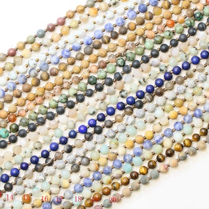 Lovely Bead Handmade Double Knotted Gemstone Long Necklaces 52 inches long (6mm) / Pre-knotted Necklace- Assorted Gemstones
