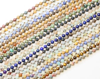 Lovely Bead Handmade Double Knotted Gemstone Long Necklaces 52 inches long (6mm) / Pre-knotted Necklace- Assorted Gemstones