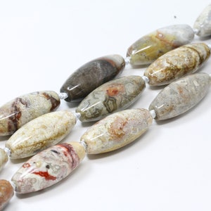 40x16mm Jasper Long Oval, Rice Shape, Barrel Gemstone Bead Strand (15,5 inch lang / 9 stukken in de Streng)