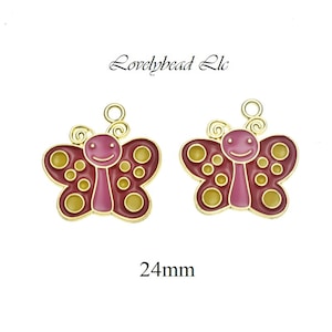 24mm Esmalte Esmalte Mariposa Charm