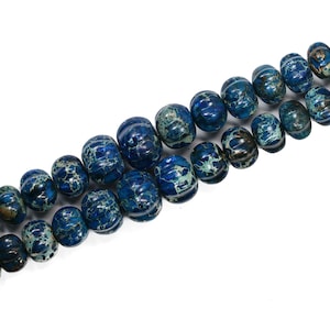 Lovely Bead (13x10mm-24x19mm) Dark Blue Sea Sediment Jasper Graduated Pumpkin Bead Strand (16 Inches Long)