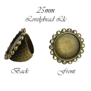 25mm Round Rhinestone Bezel Adjustable Ring, Blank Base Bezel Ring, Rhinestone Setting Base Tray Ring, Filler Charm Ring, Frame Tray Bezel