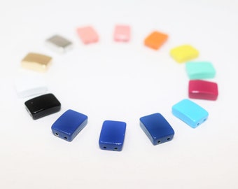 8x12mm Emaille Tila Tile Perlen, Rechteckige 2-Loch Perlen für Armbänder, Trendy Tila Schmuckherstellung Zubehör 14 Farben Emaille Tile Perlen