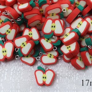 17mm Polymer Clay Apple Bead Charm