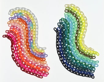 1 Foot Colored Enamel Cable Acrylic Link Chain (9x14mm) (F882)