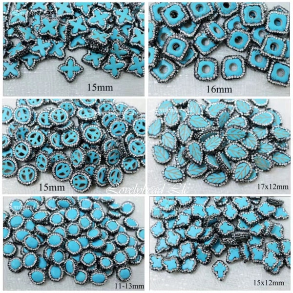 Pave Rhinestone Green Turquoise Spacer Beads