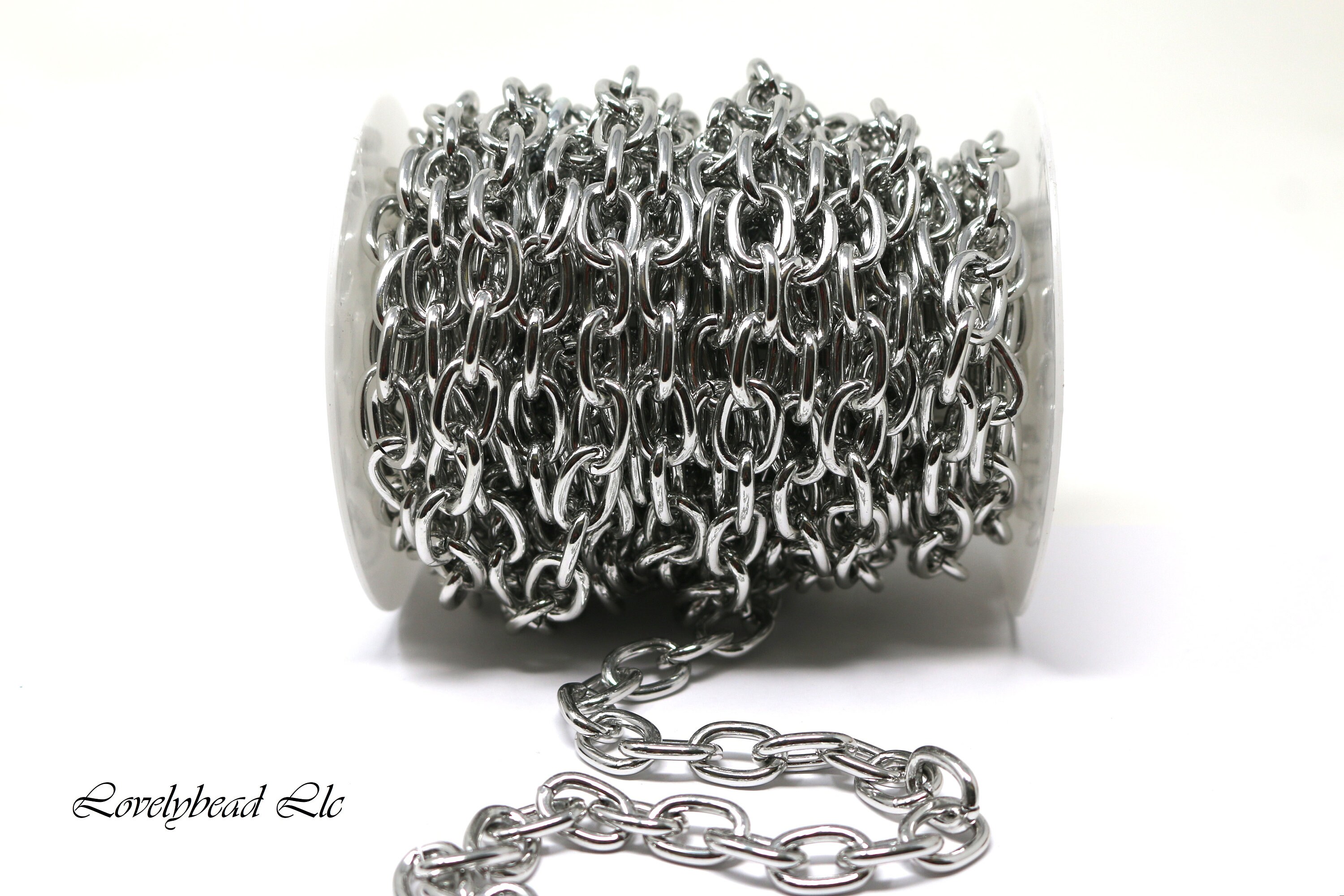 Smooth Round Chain 11x16x2.5mm Smooth Silver Oval Aluminum Chain by the Foot - Etsy