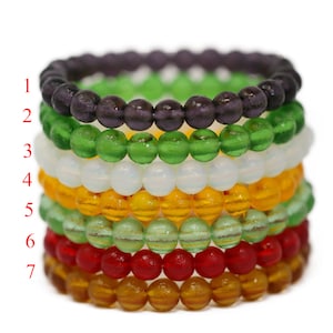 8mm Crystal Bracelet Round bead Transparent Frosted Glass Bracelet (7.5inches)