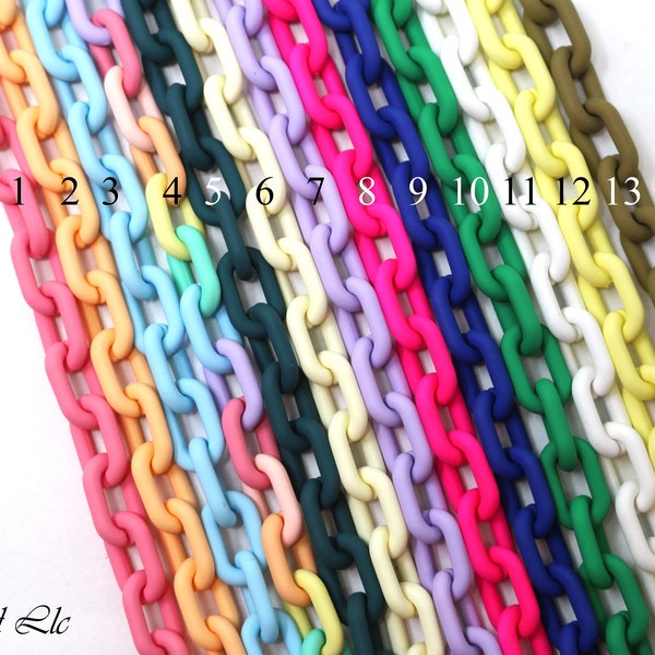 2 Meter Colored Enamel Cable Acrylic Link Chain (9x14mm) (F882)