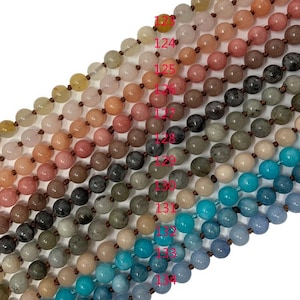 New Selection! 8mm Double Knotted Gemstone Necklaces 36 Inches Long / Pre-knotted Necklace- Assorted - Gemstones(4)