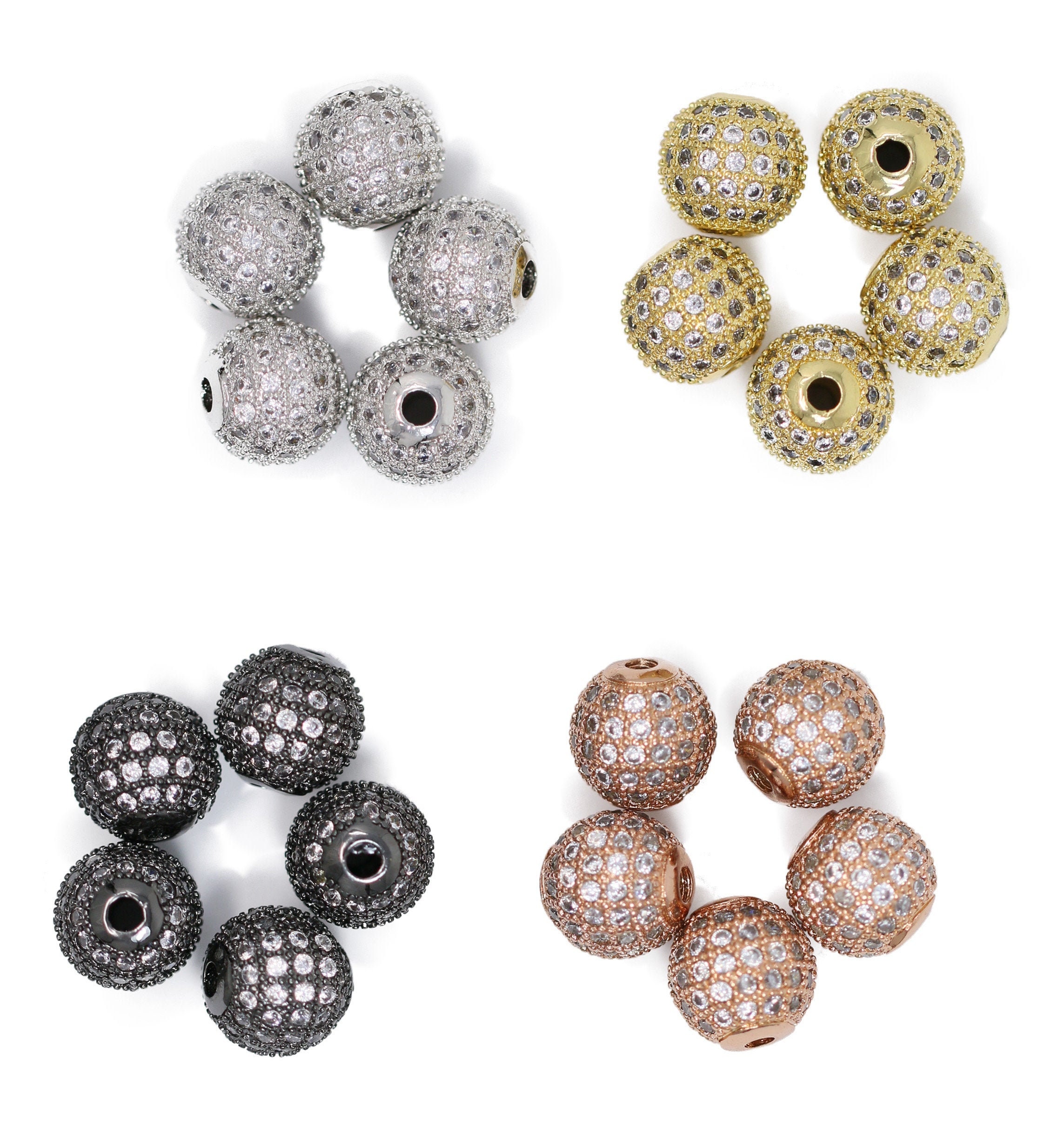 Lovely bead Wholesale Cubic Zirconia Rhinestone Pave ROUND 4 colors A…