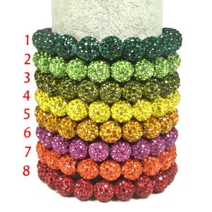10 mm ronde effen strass-kralen rekbare armband, shambala-armband (7,5 inch)