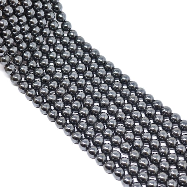 Perline di pietre preziose ematite nere noir. Liscia tondo 4mm, 6mm, 8mm,10mm,12mm,14mm,16mm,18mm, Perline allentate. 15,5 pollici Full Strand