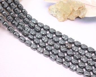 10mm Hematite Buddha Bead Strand (16 inches long)